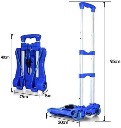 Heavy Duty Foldable Flatbed Trolley Cart - Portable Hand Truck for Travel, Luggage, Shopping & Home Use - Blue Folding Sack Wheel Barrow