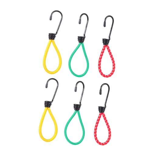 Supvox 6stücke Zeltschnur aus Robustem Material Elastische Seilschnalle für Camping Outdoor-befestigungsgurt mit Doppelten Eisenhaken Leicht und Schnell Verstellbar Zufällige Farbe