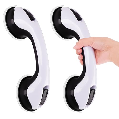 2 PCS Ventouse de Poignée Douche, Poignée Baignoire de Sécurité - Sans Perçage - Poignée de Baignoire Murale,Barres d'appui de Salle de Bain Antidérapante pour Salle de enfants et personnes âgées,Noir
