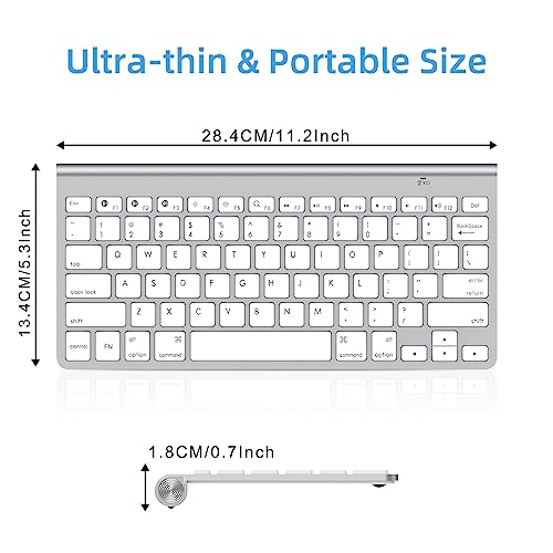 Image of cimetech Wireless Keyboard, Bluetooth Ultra-Slim Portable Mini Keyboard for iPad /Tablet /Mac /Laptop /Desktop- Silver