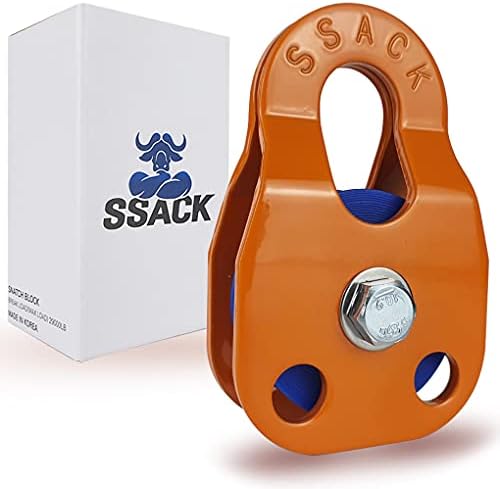 SSACK Snatch Block for Winches Synthetic Rope Snatch Pulley Block Max Load 29,000 lbs (Orange)