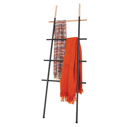 Decorative Blanket Ladder for Living Room Bedroom Bathroom, Black
