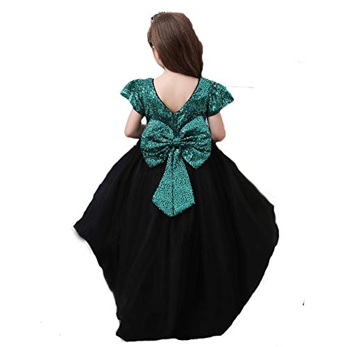 Robe princesse paillettes fille cadeau anniversaire parfait mariage vert 6-7 ans - 2