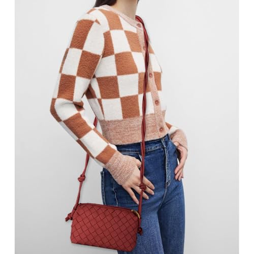 Crossbody Bag for Women Leather Small Woven Purse, Clutch Purses with Zipper Closure, Summer Beach Shoulder Bag2