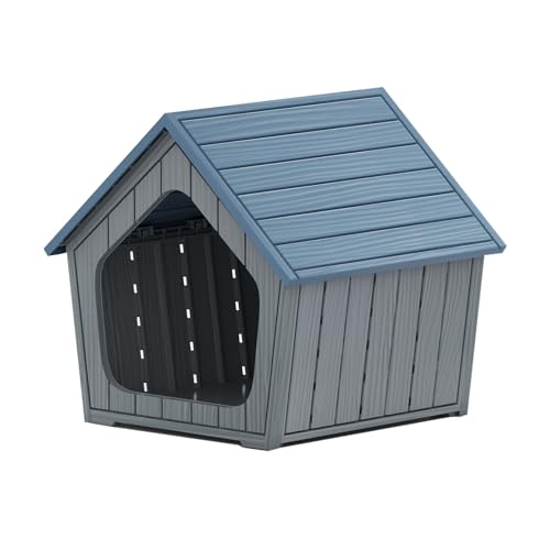 GOPLUS Niche pour Chien Exterieur/Interieur, Niche Chien avec Toit en Pente, Ouvertures de Ventilation, Base Surélevée Résistante à l'Eau, 59,5 x 57 x 58cm...