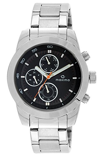 Image of Maxima Brass Attivo Multifunction White Dial Analog Watch for Men -27141Cmgi, Silver Band