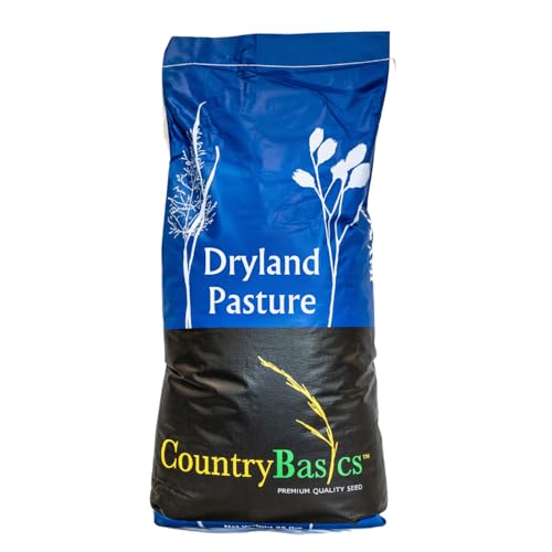 Country Basics Dryland Pasture Grass Seed Mix 25 lb Drought Tolerant High-Yield Forage Blend for Cattle Horses & Livestock Ideal for Dryland & Pasture Reseeding