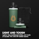 HydraPak PackFlask 750 ml, montowana na uprzęży, butelka na wodę do plecaków, bez użycia rąk, łatwy dostęp, ultralekka, składana piersiówka, do wędrówek i wędrówek z plecakiem, szałwiowa zieleń
