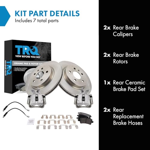 Image of TRQ Rear Brake Pad and Rotor Set Ceramic 315 mm Rotors Calipers Compatible with 2014-2015 Chevrolet Malibu 2016 Malibu Limited