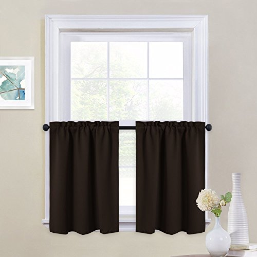 NICETOWN Kitchen Valances Window Treatments - Home Fashion Blackout Curtains Tailored Tiers