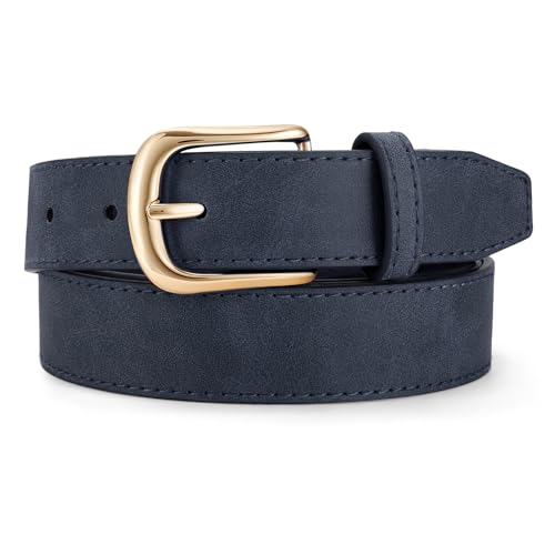 JASGOOD Women Leather Belt for Jeans Vintage Ladies Waist Belt with Gold Buckle for Pants Dress