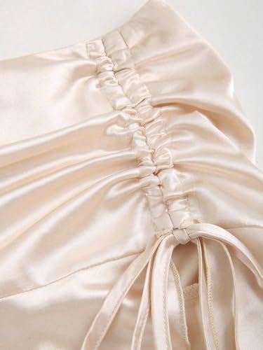 Womens' Satin Drawstring Slit Elegant Skirt Casual Mini Skirts for Women3