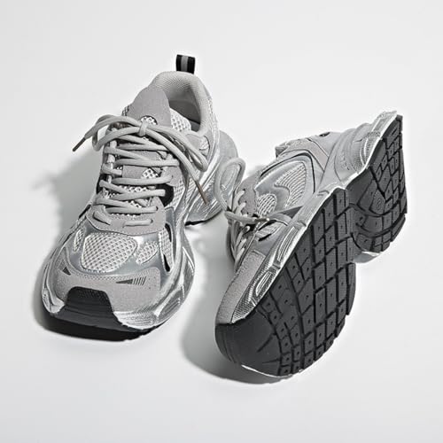 Womens Fashion Leather Chunky Platform Lace Up Sneakers Casual Non-Slip Round Toe Tennis Gym Walking Daily Dad Shoes3