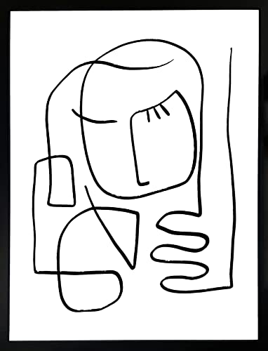 Image of Brookpace Fine Art Continual Line Drawing Abstract Scandi Minimalist Framed Wall Art 53 x 43cm | Living Room Print Bedroom Poster Home Decor