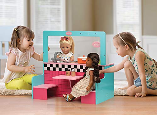 Badger Basket Retro Diner And Kitchen Doll Playset With Cookware For 18 Inch Dolls, Bright Pink/Light Pink/Cyan/White/Grey #TOP1