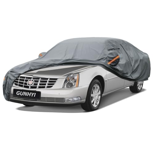 Image of GUNHYI Premium Car Cover Custom Fit Cadillac DTS, 16 Layers Heavy Duty Car Cover Waterproof All Weather with Zipper Door for Sun Rain Snow Dust Uv Protection
