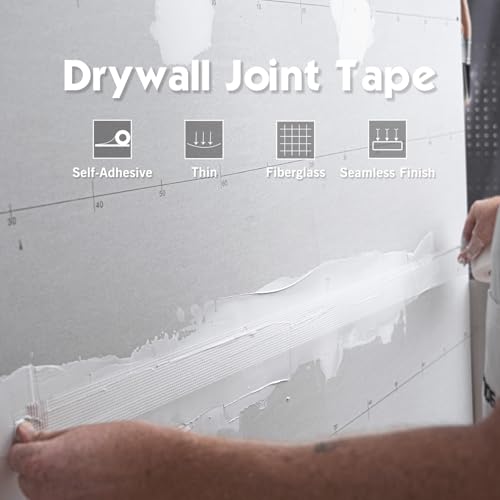 Image of ROLLINGDOG Fiberglass Drywall Joint Tape | 2in x147 ft Self-Adhesive Mesh Tape, Drywall Repair Tape for Wall, Ceiling, Plaster, Sheetrock Crack and Seam Repair, 1 Roll