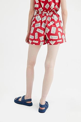 Short en popeline de coton respirant et fluide au motif géométrique unique