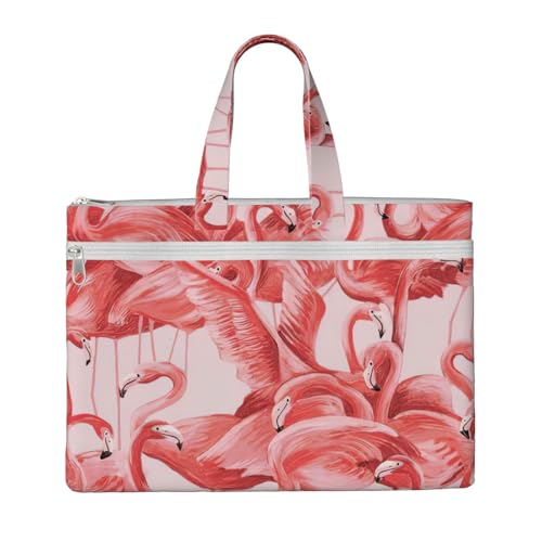 Bolsa de lona de gran capacidad con estampado de flamencos para mujeres y hombres, documentos, oficina, viajes, compras