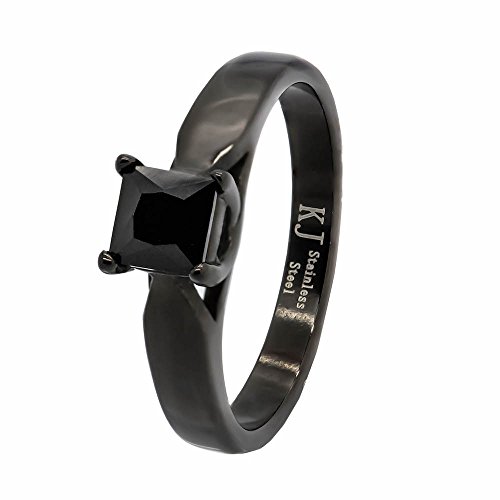 3 Pieces Wedding Engagement Ring Set for Him and Her – Black Spinel Engagement Ring for Her - Camo Black Plated Wedding Bands for Him and Her - Ideal for Daily Wear w/Wooded Inlay4