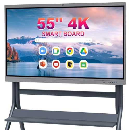 Image of HLEC 55 inch Interactive Smart Board, 4K UHD Touchscreen Digital Whiteboard, Electronic All-in-One Computer for Classroom Home Office Studio Display, 20-Touch 13MP Camera(Wall Mount Included)