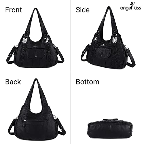 Image of Angel Kiss Purses and Handbags for Women Washed Vegan Leather Crossbody Hobo Satchel Shoulder Tote Purse