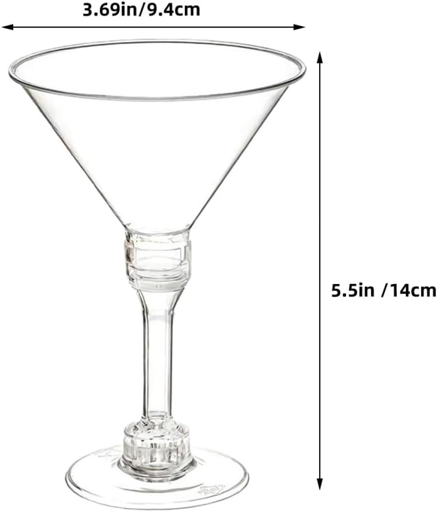 PRETYZOOM 50pcs Martini Cups Plastic Disposable Glasses Elegant Cocktail Goblets for Wedding Party Bar Outdoor Pool Margarita Drink Decorations