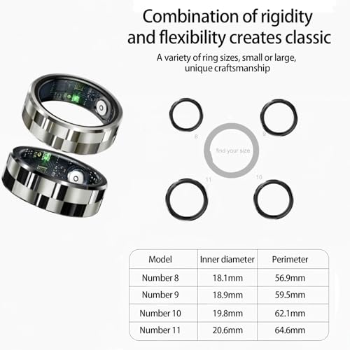 Taoke Smart Ring Health Fitness Health Tracker with Heart Rate, Blood Oxygen, Sleep Tracker, Steps Tracker, IP68 Waterproof Fitness Ring with Charging Base (Black, 11) - Image 5