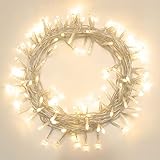 LIOPEED 12,8 m 120 LED Batteriebetriebene Lichterkette, IP65 Wasserdicht 8 Modi Twinkle Lichterkette mit Timer für Schlafzimmer, Garten, Party, Weihnachtsbaum Innen- und Außendekorationen, Warmweiß