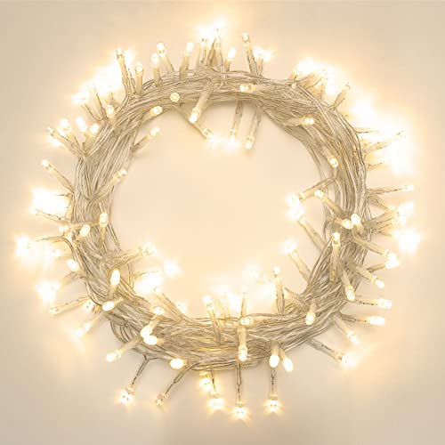 LIOPEED 42ft 120 Led Battery Powered String Lights, IP65 Waterproof 8 Modes Twinkle Fairy Lights with Timer for Bedroom, Garden, Party, Christmas Tree Indoor Outdoor Decorations, Warm White