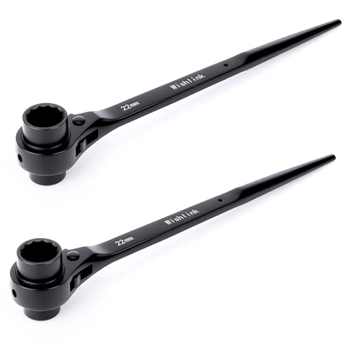 Wishlink 2 Stück Gerüstbauratsche 19/22 mm Ratschenschlüssel Gerüstbauknarre Gerüstratsche Gerüstbauer Ratsche Rechts Links Umschaltbar Zwölfkant
