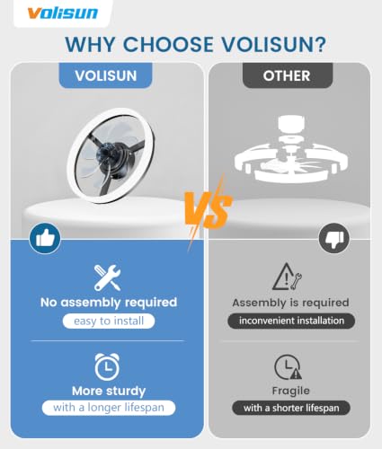 Image of VOLISUN Low Profile Ceiling Fans with Lights and Remote, 16in Fandelier Ceiling Fan Flush Mount, 3000K-6500K Smart Bladeless LED Fan Light, Black Modern Ceiling Fans with Lights for Bedroom