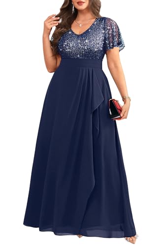 Mother of the Bride Dress Plus Size Navy Blue Women Formal Wedding Guest Long Evening Party Gowns Sequin Prom Dress 2025