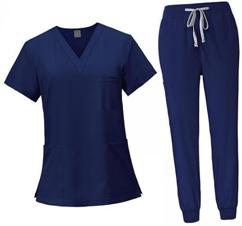 jojomis 2x Nursing Scrub Set Nurse Workwear Work Clothing Top And Pants for SPA 