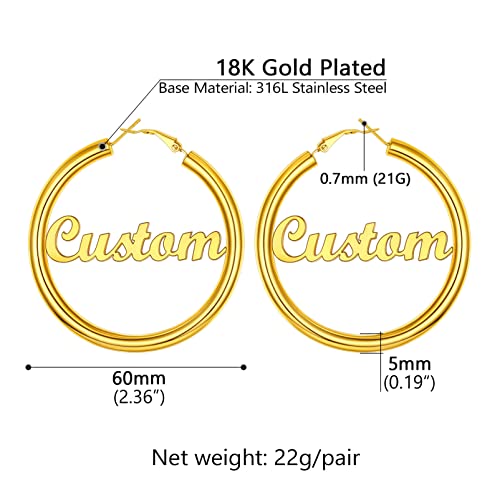 Image of Stainless Steel Chunky Hoop Earrings For Women, Minimalist and Chic, Black /Gold Plated, Round Hoops Earrings Hypoallergenic, Size: 30mm /40mm /60mm /80mm, Come with Box