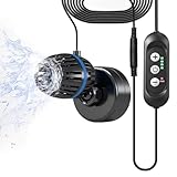 AQQA 水槽 水流ポンプ 小型 コントローラー操作可能 4段階流量調節 給餌モード機能 静音 強力 角度調整可能 低騒音 金魚 海水水槽 淡水水槽対応 日本語説明書付き (ブラック, 8W（30~60cm水槽適用）)