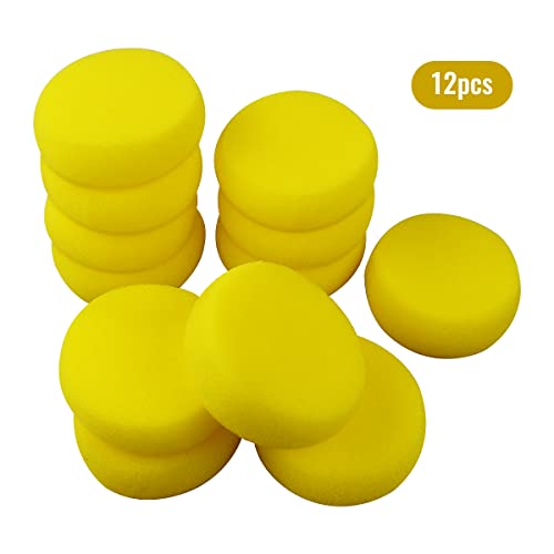 12 Pcs Yellow Round Painting Sponges Applicator Watercolor Synthetic Sponges Artist Sponges For Painting, Ceramics, Pottery, Watercolor, Household Use & More (3 Inch) #TOP2