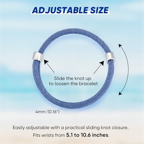 TempBeau Nautical Braided Rope Bracelets Set for Women - 6 Pcs Adjustable Braided Cord Bracelet, Handmade Navy Marine String Bracelet with Metal Knot, Womens Braided Bracelets Jewelry Gifts - image 4