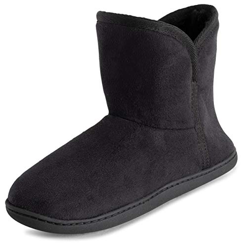Polar Femmes Mousse A Mémoire Intérieure Fausse Fourrure Toison Bottesie Semelle En Caoutchouc Antidérapant Chaussons - Noir Suède - UK7/EU40 - YC0756