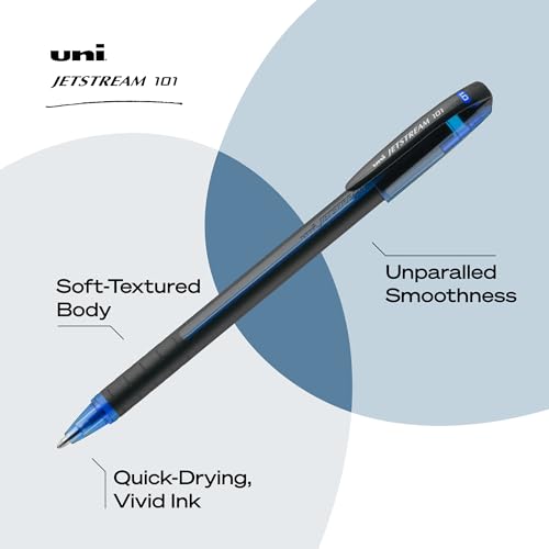 Image of uniball Jetstream 101 Ballpoint Pens, Medium Point (1.0mm), Blue, 12 Pack