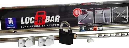 T-H Marine Loc-R-Bar Complete Alarm System – Adjustable Stainless Steel Boat Security Bar with Alarm Padlock and Mounting Brackets for Locking Deck Lockers and Rod Compartments
