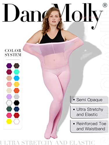 Image of DancMolly Plus Size Tights for Women, Control Top Semi Opaque Nylon Pantyhose High Waist