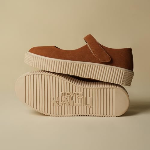 Image of Theater Women Maru Mary Jane Platform Shoes with Adjustable Strap | Soft Suede Finish | Cushioned Support for Casual & Smart Styling