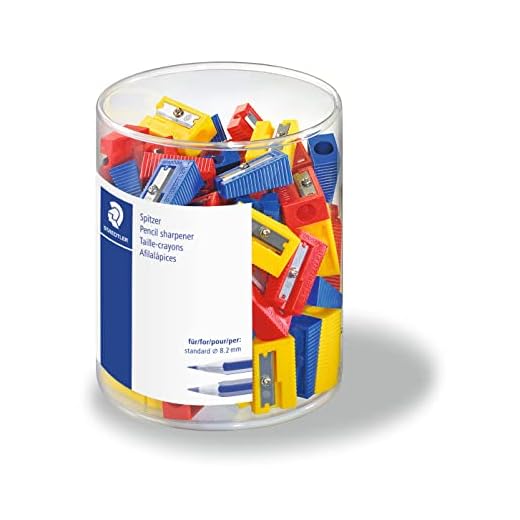 Staedtler 51050KP50 - Afilalápices de plástico para lápices de hasta 8,2 mm diámetro. Caja con 100 afilalápcies en colores surtidos