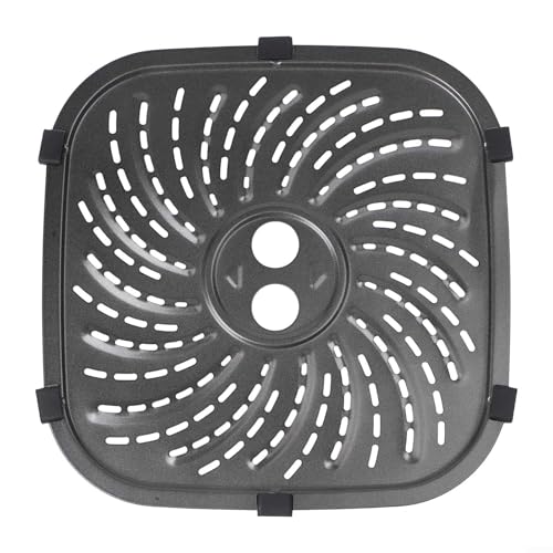 Placa de parrilla de freidora de aire de alto rendimiento de 8 cuartos para PowerXL para Vortex Pro Bandeja de acero al carbono con función fácil de limpiar (24 x 24 cm)