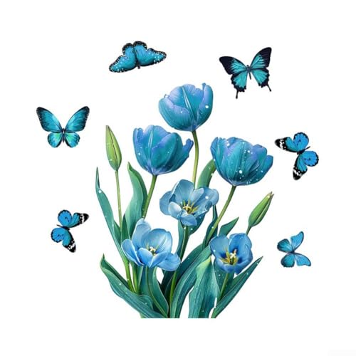 Etiqueta engomada colorida de la flor de la mariposa, etiqueta engomada electrostática de cristal