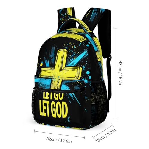 Splash Let Go Let God Travel Backpack Lunch Box Pencil Case 3Pcs Set for Men Women Office Outing University2