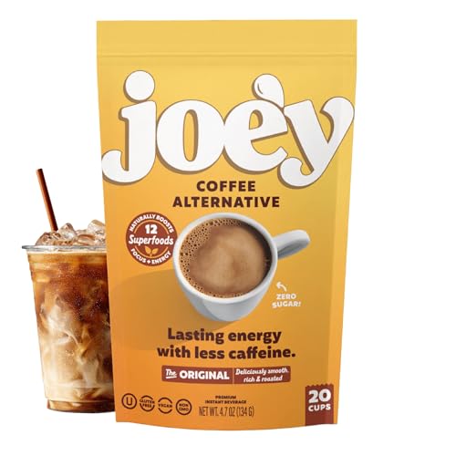 Joe’y Mushroom Coffee Alternative Original with Cacao, Dandelion Root & Chicory, Instant Mushroom Coffee Substitute with Superfoods, Vegan Gluten-Free, 20 Servings, Supports Daily Wellness Routine, Focus and Mental Clarity