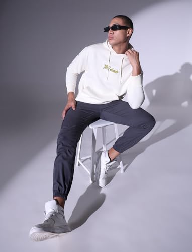 Image of Hubberholme White Men Oversized Hooded Sweatshirt HHMSSW23008 WH