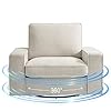 Bedhours swivel accent chair for living room and bedroom single sofa chair softbreathable chenille fabric padding with extra wide armrest washable detachable cover chenille beige  urban country home decor